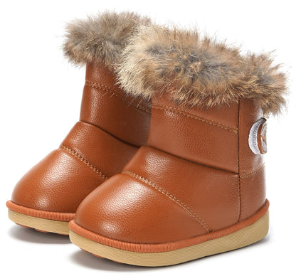 KVbabby Winter Shoes, Girls’ Warm Lined Winter Boots, Children's Ankle Boots, Waterproof Snow Boots, Soft Soles, Slip-On Boots