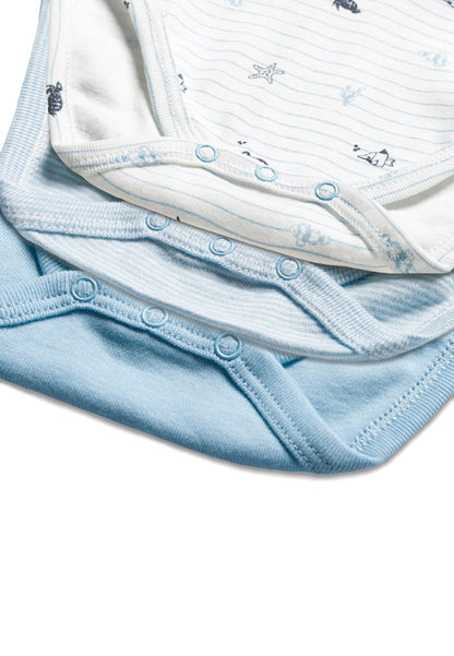 Stellou & friends Baby Body, 100% Bio-Baumwoll Wickelbody 3er MultiSet, kuschelweiche und hochwertige Kinder Kleidung für Jungs und Mädchen, Langarm & Kurzarm-body, OEKO-TEX 100 Zertifiziert