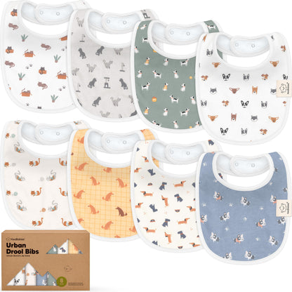 Baby Bibs for Boys &amp; Girls - 8-Pack Organic Cotton Teething Bibs - Baby Bibs for Girls &amp; Boys - Large Bibs for Infants, Toddlers (Wilderness) 