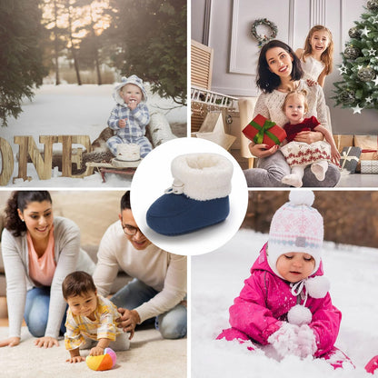 Baby Winter Shoes Warm Baby Shoes Winter Non-Slip Adjustable Newborn Snow Shoes First Walking Shoes Lined Thermal Fleece Crawling Shoes Slippers Winter Boots 0-18 Months