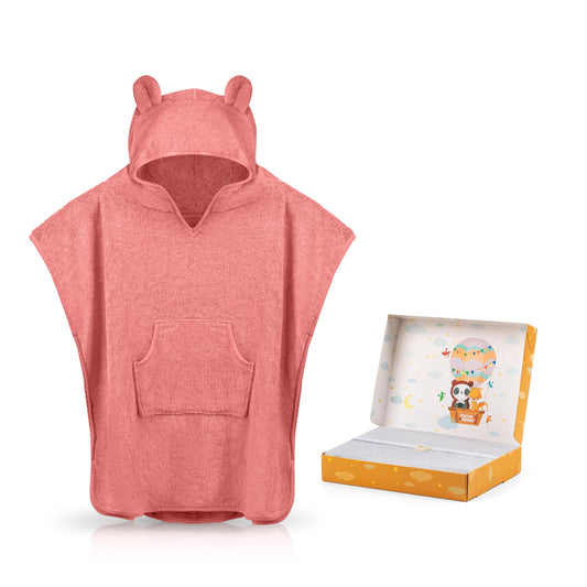 Fuchs&Panda® Badeponcho Kinder EXTRA warm, weich & kuschelig (100% Bambus) | Badeponcho Baby | Handtuch Poncho Kinder mit toller Geschenkverpackung (Kupfer-grün)