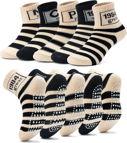 KOWAYI Stoppersocken Kinder 5/10 Paar ABS Rutschsocken Kinder Jungen, Mädchen, Baby Antirutschsocken 1-7 Jahre Grip Socken