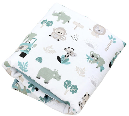 TupTam Krabbeldecke für Baby 120x120 cm - Gepolsterte Spieldecke Baby Baumwolle, XXL, OEKO-TEX, Weich & Hautfreundlich, Farbe: Wald/Beige - Meloni2