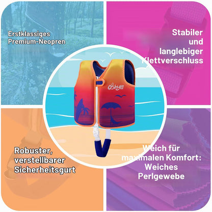 Schwimmweste Kinder, Neopren-Schwimmlernhilfe mit Sicherheitsgurt | SCHWIMMLERNHILFE FÜR KINDER