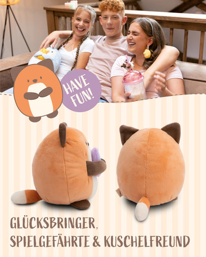 NICI MYMOCHI Fuchs Kuscheltier Geeks 16 cm mit Videospiel in Geschenkbox 11x12x6,5 cm, Flauschiges Stofftier zum Kuscheln, Spielen und Liebhaben - 61151