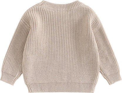 L&ieserram Baby Mädchen Jungen 1. Geburtstag Gestrickt Pullover Jumper Langarm Strickpullover Pulli Kleinkinder Kleidung Outfit Knitted Sweater 1 Jahr