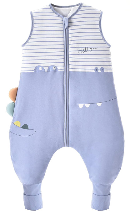Chilsuessy Baby Sleeping Bag with Legs, 1.5 Tog, Sleeping Bag, 100% Cotton, All-Year Sleeping Bag with Feet, Baby Sleeping Bag, Children, 1.5 Tog/Zebra, 80 cm / Baby Height 85–95 cm