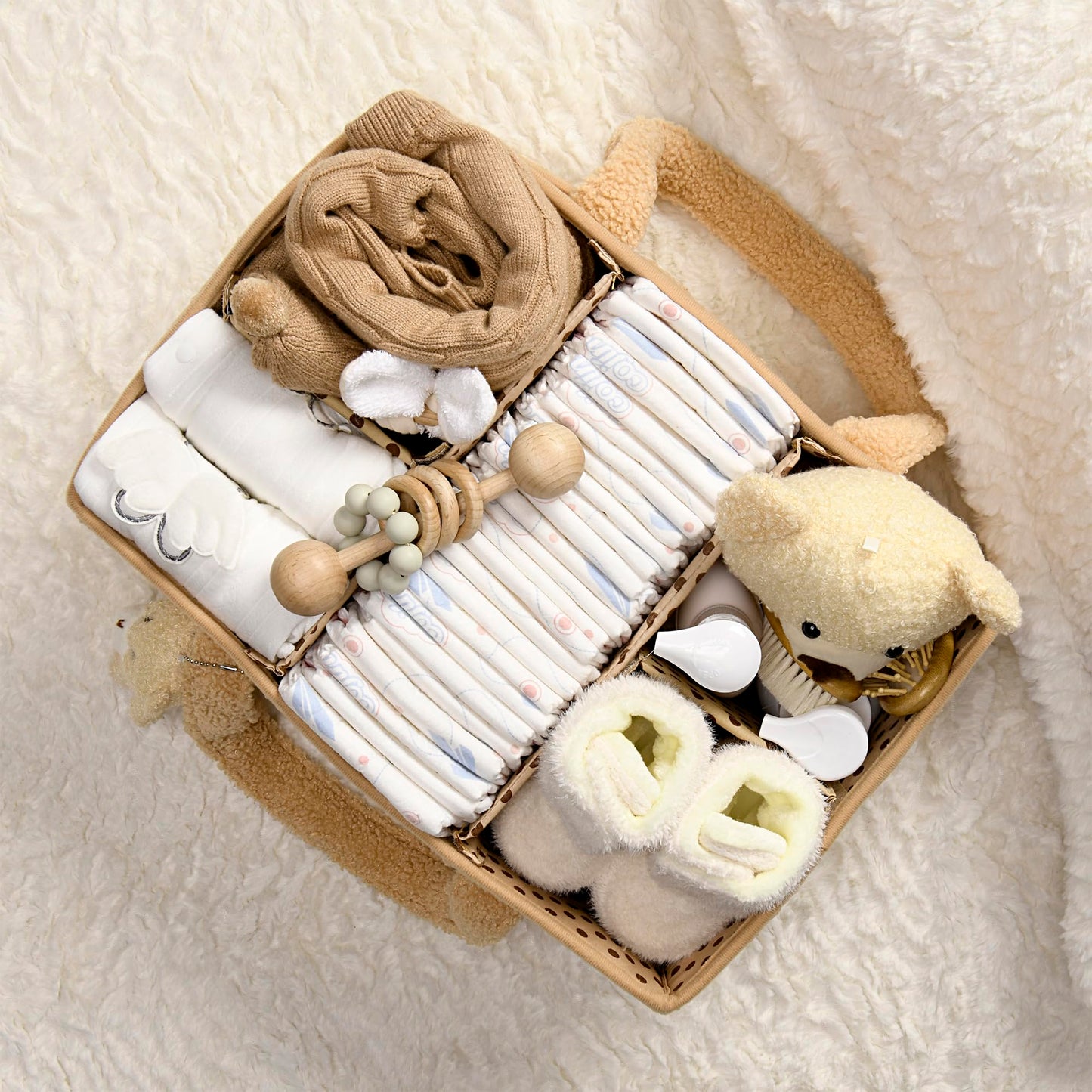 Baby Windel Caddy Organizer für Wickelauflage, Aufbewahrungskorb für Windeln und Tücher, Geschenk für Babyparty, Autowagen Organizer, Kindergarten Windel Organizer, Laptop