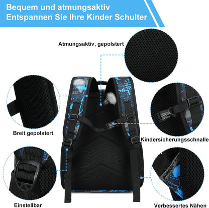 Kinderrucksack Jungen Kinder Rucksack Tagesrucksack Vorschulrucksack Kindergartentasche Schulrucksack für Schule Kita 38cm 3-8Y