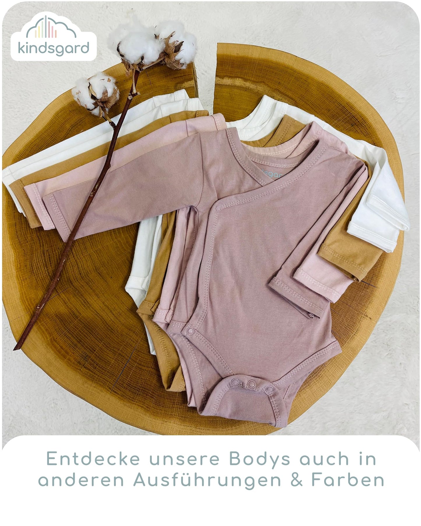 Kindsgard Baby Long-Sleeved Wrap Bodysuit Trunder - Soft and High-Quality 100% Organic Cotton