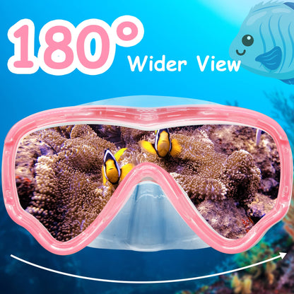 Vvinca Children's Diving Goggles with Fabric Band, Swimming Goggles Children for Years Boys Girls, Snorkel Mask Children 180° Panorama Anti-Leak Diving Mask Children for 3-13 Years