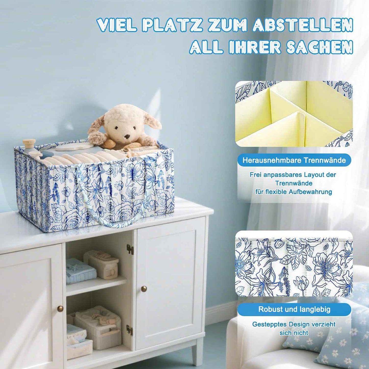 Changing Table Organiser, Baby Changing Table Organiser, Nappy Bag with Compartments and Handles, Newborn Baby Essentials, Gift Basket for Changing Children, Storage Basket for Changing Table