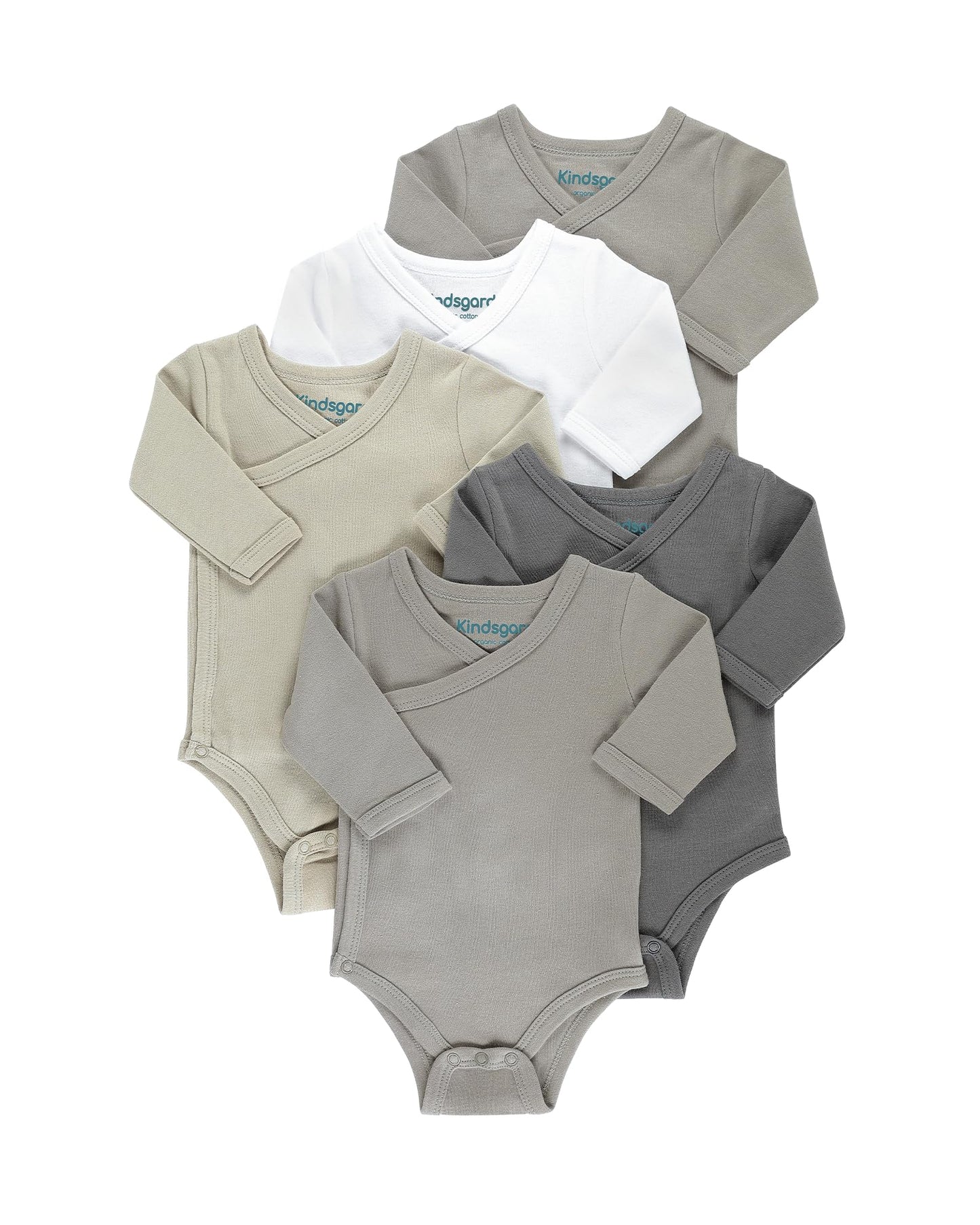 Kindsgard Baby Long-Sleeved Wrap Bodysuit Trunder - Soft and High-Quality 100% Organic Cotton
