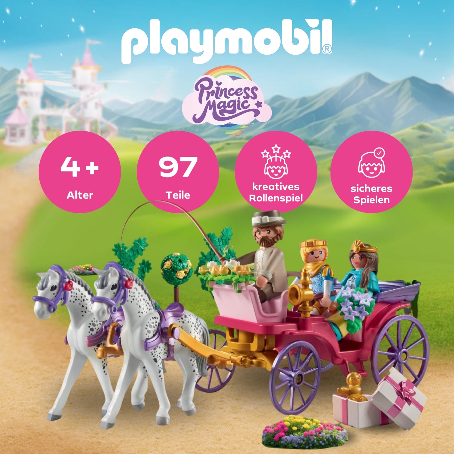 PLAYMOBIL | Princess Magic | Prinzessinnenschloss mit Königspaar | Prinzessinnen Spielzeug | Schloss Spielset | Märchen Spielzeug für Kinder ab 4 Jahren | 71845