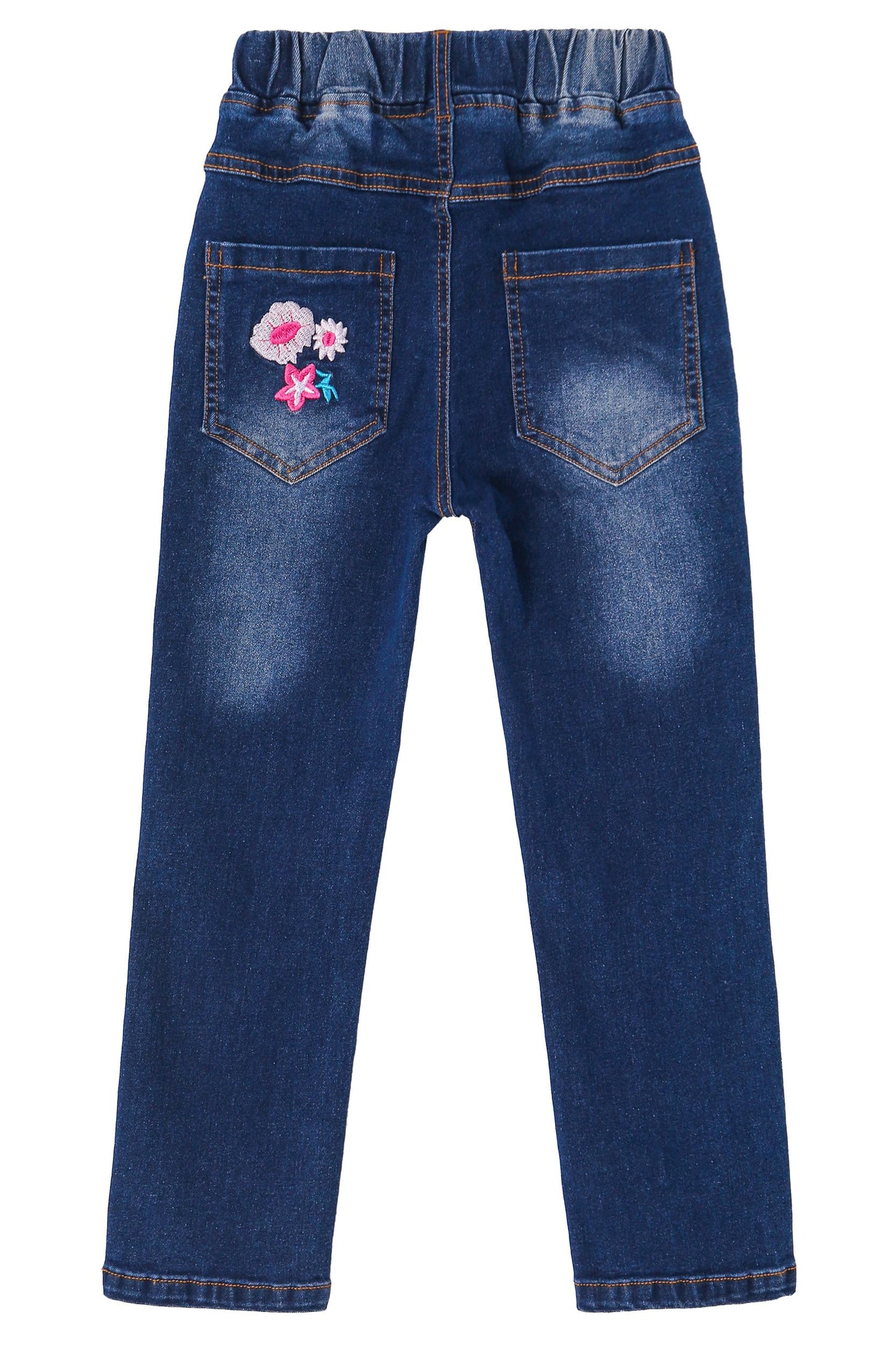KIDSCOOL SPACE Girls Jeans Split Hem with RAL Edges Elastic Waist in High Elastic Wide Leg Denim Pants