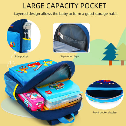 willikiva Car Dinosaur Toddler Kids Backpack for Boys and Girls Kids Waterproof Preschool Bag