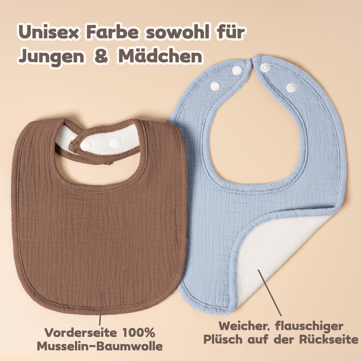 Susurration Bibs Baby Muslin Bandana Baby Soft Adjustable Square Dribble Bibs 6 pack for Unisex Girls &amp; Boys 