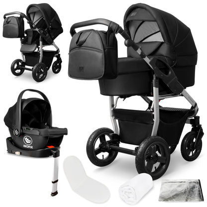 Bergsteiger Capri 3-in-1 Combination Pushchair - Baby Carrier, Sports Seat & i-Size Baby Seat, Pneumatic Tyres, Suspension, Height-Adjustable Handle, Foldable, Accessories