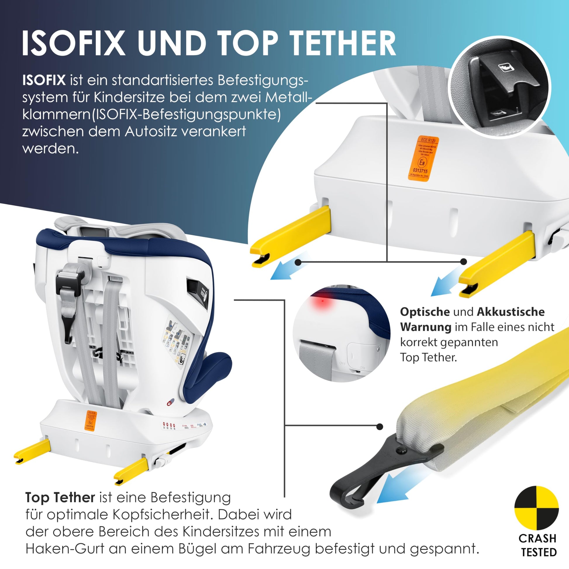 KIDIZ® Kindersitz Baby Autositz Kinderautositz Isofix Top Tether 360° drehbar Gruppe 0/1/2/3 ab Geburt 0-36kg Mit Sonnenschutzdach Seitenschutz 5 Punkt Gurt Kopfstützenverstellung ECE R129 Grau - Meloni2