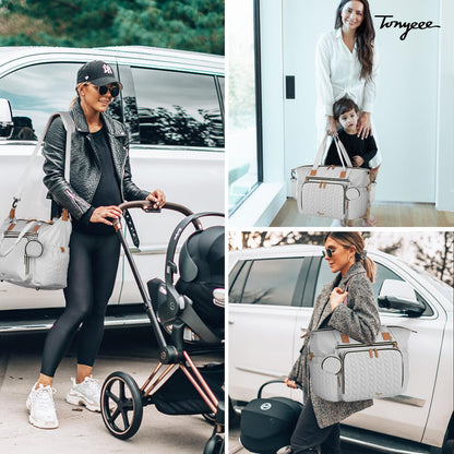 Wickeltasche mit Schnullertasche und Wickelunterlage, Wickelrucksack Multifunktions-Babytasche für Große Reisewindeltasche für Mama und Papa, isolierten Taschen-Dunkelblau