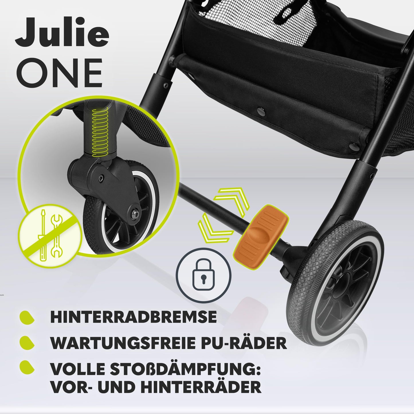 LIONELO Julie One Buggy Pushchair up to 22 kg, Adjustable Backrest and Footrest, Mosquito Net, Leg Warmer, Drink Holder and Transport Bag, Foldable