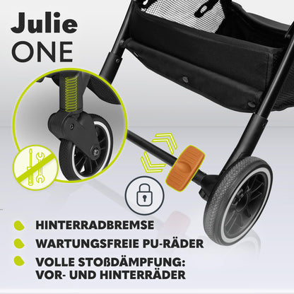 LIONELO Julie One Buggy Pushchair up to 22 kg, Adjustable Backrest and Footrest, Mosquito Net, Leg Warmer, Drink Holder and Transport Bag, Foldable