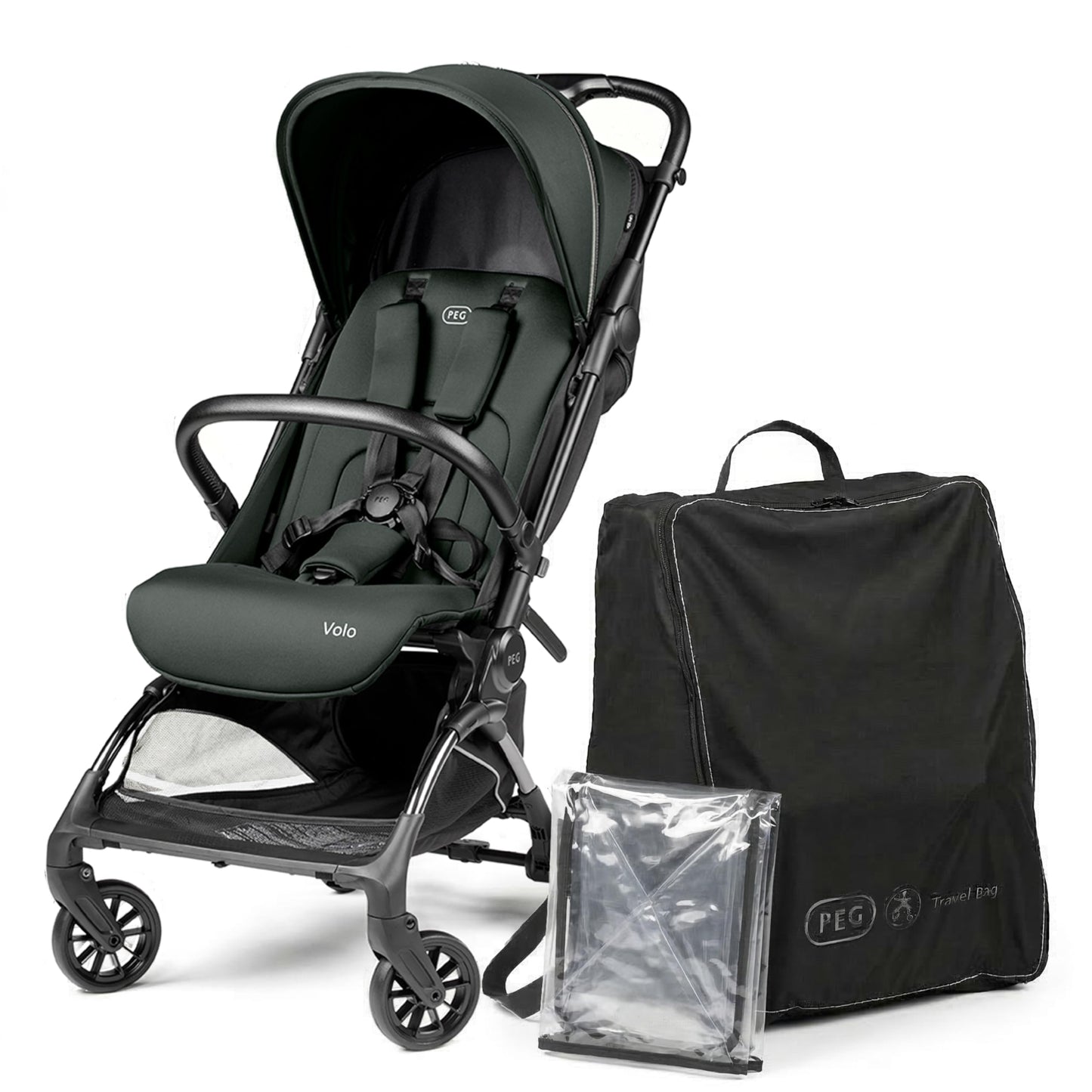 PEG Leichter Buggy Volo mit Regenschutz, Handgepäckgröße, Flugzeuggeeignet, Kompakt, Ab Geburt bis 22 kg, Reisetasche Inklusive, Malva