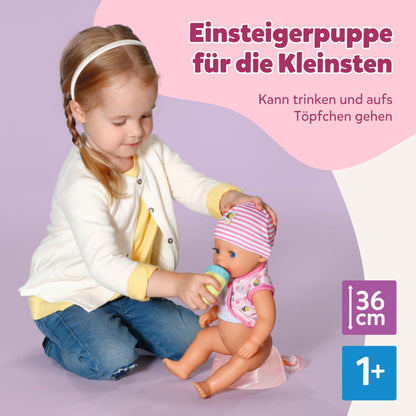 BABY born Lena (Little Baby Girl) 36cm, Babypuppe mit 7 Funktionen für Kleinkinder ab 1 Jahr, funktioniert ohne Batterie, 36 cm große Puppe, Black