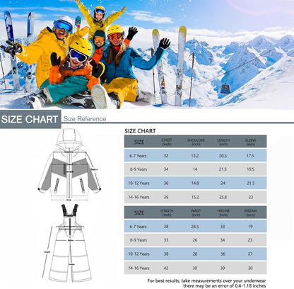 Kinder Schneeanzug für Jungen, Winter Skijacke und Hosen Set mit Kapuzenriemen, winddicht, wasserdicht, warmer Mantel