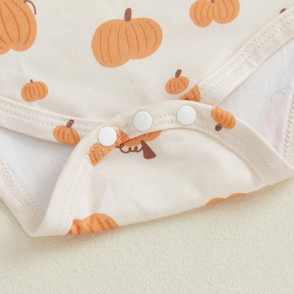 Geagodelia Baby Girl Halloween Clothing Outfit Pumpkin Ghost Baby Clothing Set Body Top + Jumpsuit Dress Newborn Soft Baby Set