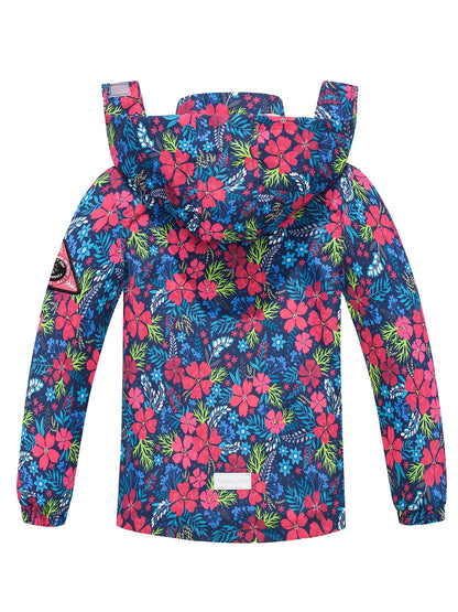 NATUST Mädchen Gefütterte Regenjacke Kinder Winddicht Übergangsjacke mit Abtrennbare Kapuze