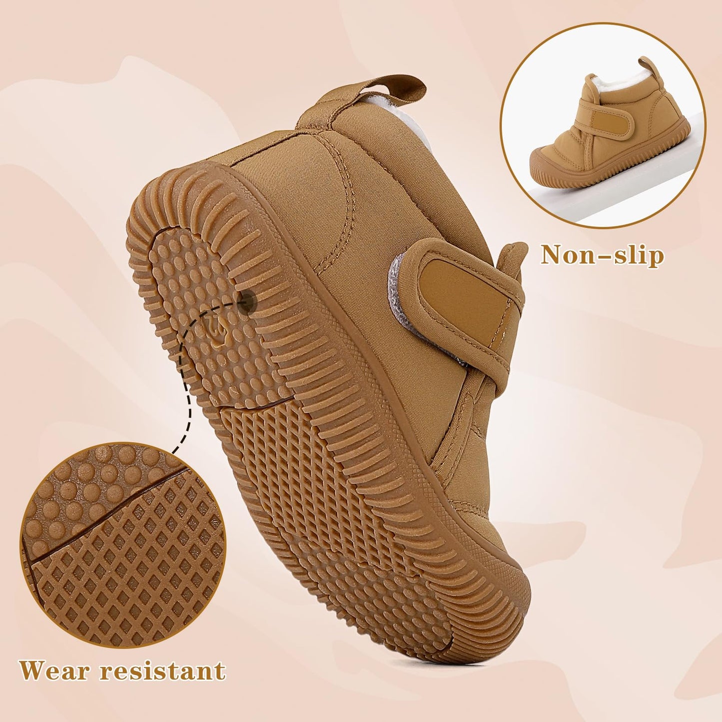 1-5 Years Baby Boys Girls Boots First Walking Shoes Toddler Winter Boots Warne Fur Lined Winter Shoes