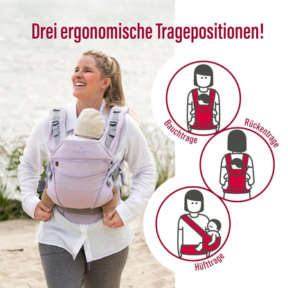 manduca XT Babytrage - Verstellbarer Sitz, der mitwächst - Vom Neugeborenen bis zum Kleinkind - Babytrage aus Bio-Baumwolle mit 3 Tragemöglichkeiten