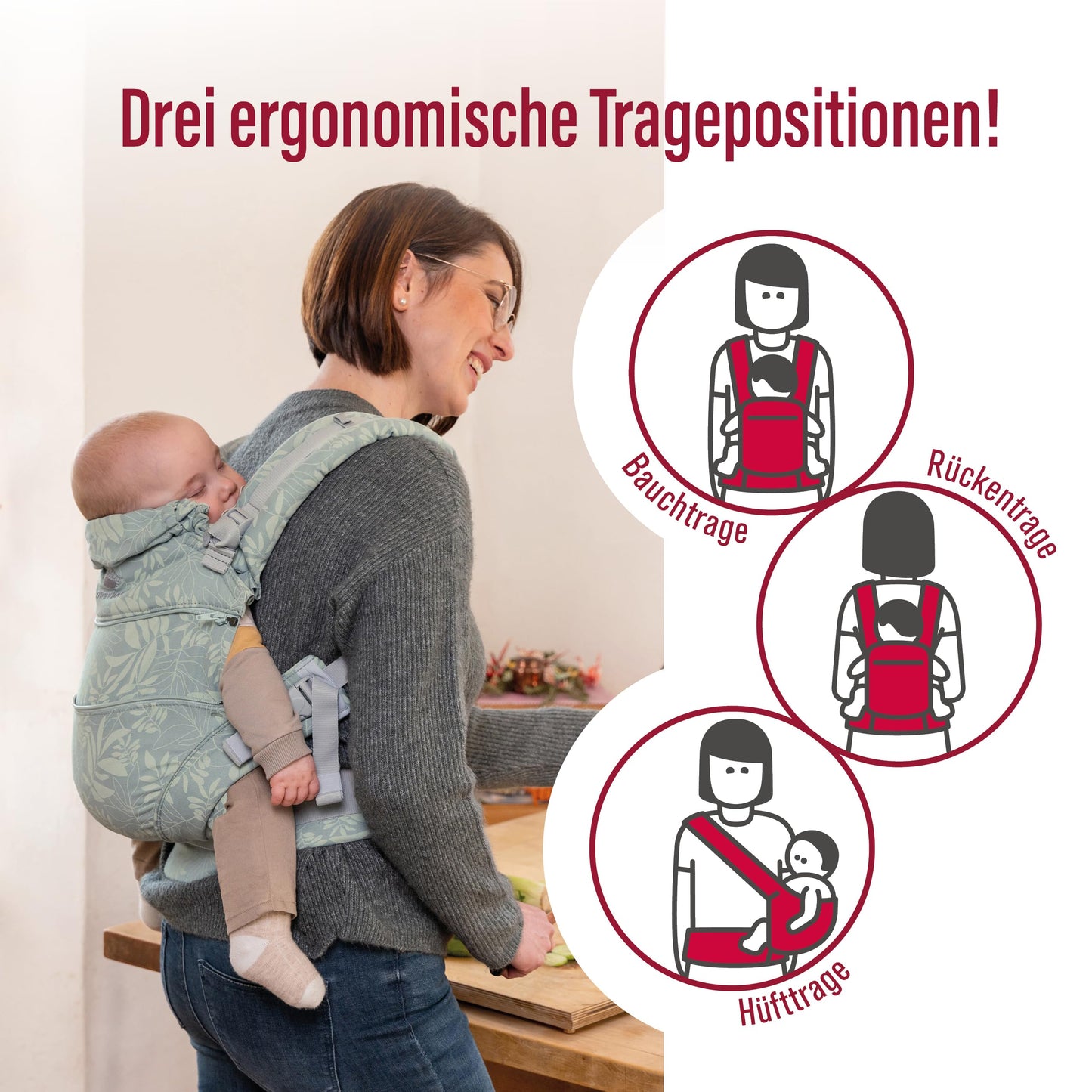 manduca XT Babytrage - Verstellbarer Sitz, der mitwächst - Vom Neugeborenen bis zum Kleinkind - Babytrage aus Bio-Baumwolle mit 3 Tragemöglichkeiten