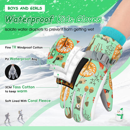 CYCLESPEED Kinder Winddicht Winterhandschuhe Warm Skihandschuhe Wasserdicht für 4-12 Jahre Mädchen Jungen Fahrradhandschuhe Outdoor Snowboarding
