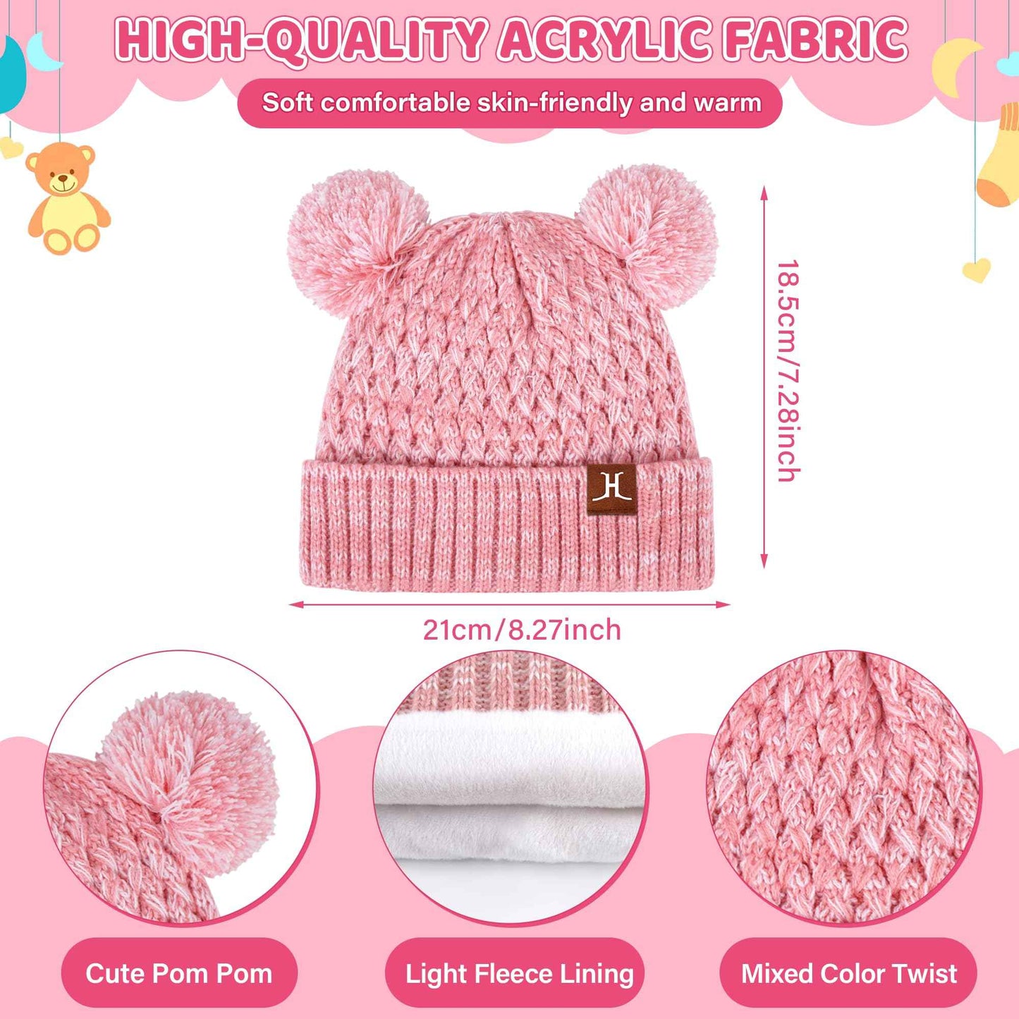 Children's Winter Hat Loop Scarf Touchscreen Gloves Set 2 3 4 5 6 7 Years Toddler Winter Hat Beanie Tube Scarf Knitted Pom Hats Gift Girls Boys