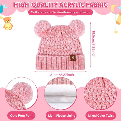 Children's Winter Hat Loop Scarf Touchscreen Gloves Set 2 3 4 5 6 7 Years Toddler Winter Hat Beanie Tube Scarf Knitted Pom Hats Gift Girls Boys
