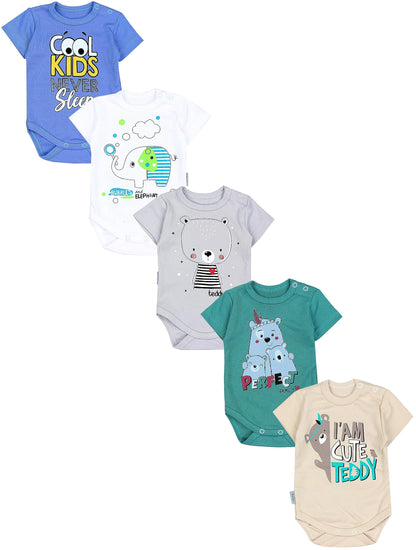 TupTam Baby Body Kurzarm im 5er Pack – Bedruckter Body Baby aus Baumwolle für Jungen und Mädchen