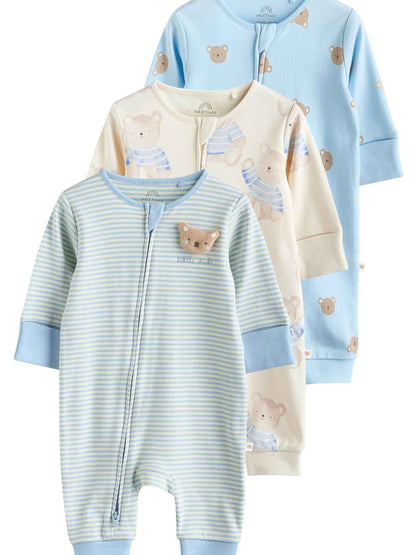 NEXT Baby Jungen Schlafanzüge mit Bärenmotiv, 3er-Pack