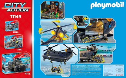 PLAYMOBIL City Action 71149 SWAT-Rettungshelikopter, detailreicher SWAT-Rettungshelikopter mit Licht- und Soundmodul, Spielzeug für Kinder ab 5 Jahren