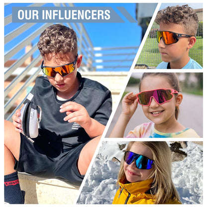 DUCO DK268 Children's Sunglasses Youth Baseball Sunglasses Lightweight TR90 Frame UV400 Sports Cycling Sunglasses for Boys Girls