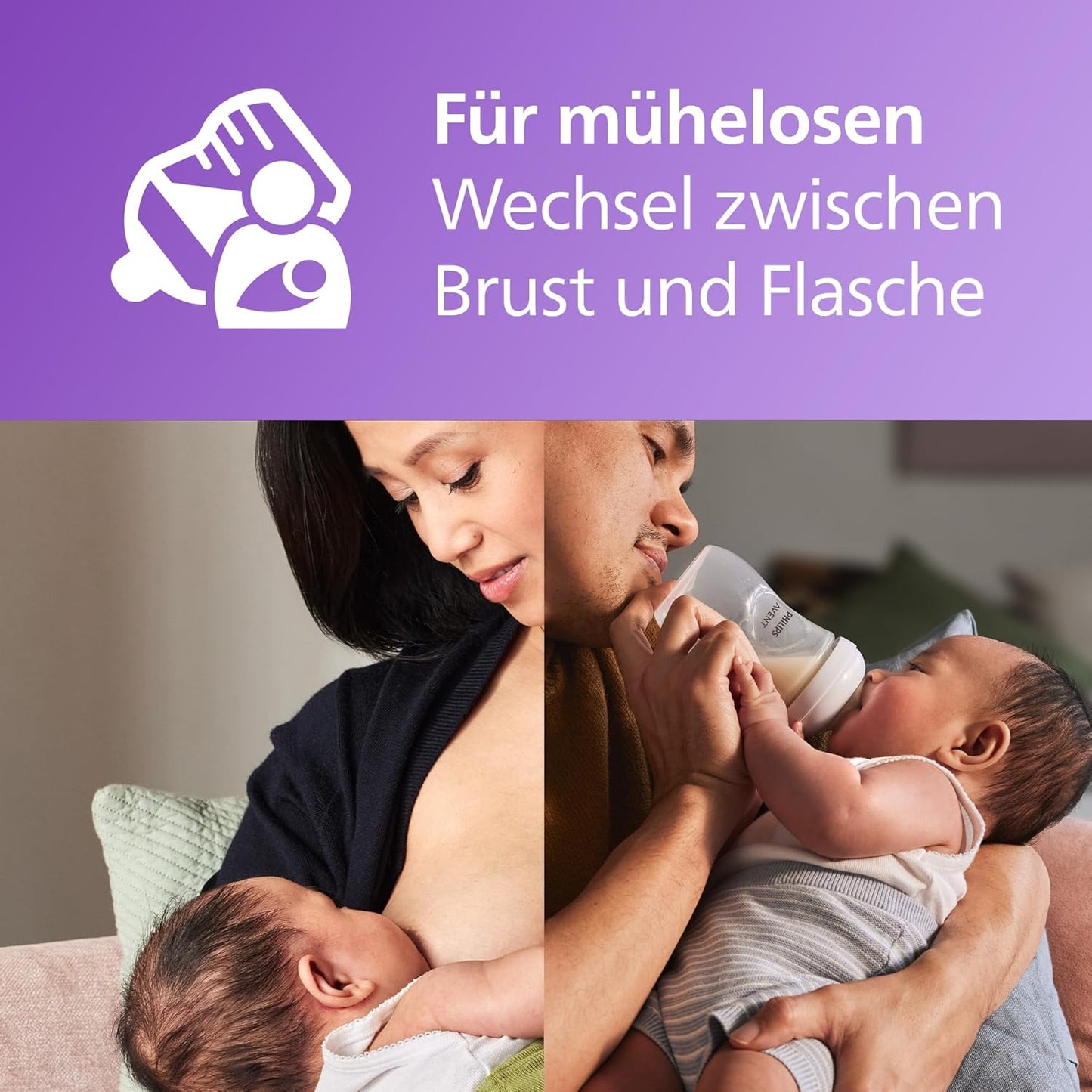 Philips Avent Natural Response Geschenkset für Babys: 4 Natural Response Babyfläschchen (260 ml) mit T3 Saugern (ab 1 Monat), SCY903/61