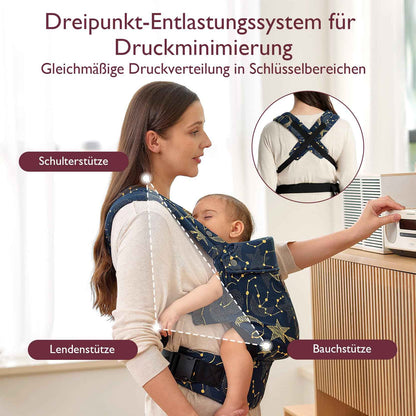 Momcozy Babytrage aus 100% Baumwolle – Baby Carrier für Kleinkind (3-24 Monate, 3,2-20 kg) · Ergonomische M-Position · X-Rücken · Taillengurt 64-127cm, Khaki