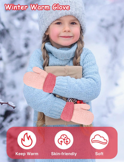 Becellen Baby Handschuhe Fäustlinge Winter, Kinder Warm Strickhandschuh Weich Niedlicher Handschuhe mit Schlüsselband für 0-3 Jahre Mädchen Junge