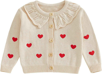 FOMOYUU Strickjacke für Kleinkinder und Neugeborene, Mädchen, langärmelig, Knopfleiste, Sweatshirt, Jacke, Herbst-Outfits