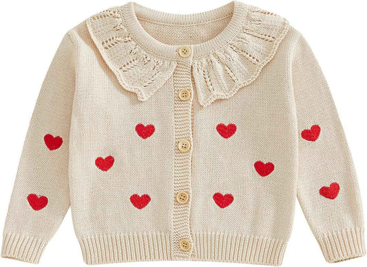 FOMOYUU Strickjacke für Kleinkinder und Neugeborene, Mädchen, langärmelig, Knopfleiste, Sweatshirt, Jacke, Herbst-Outfits