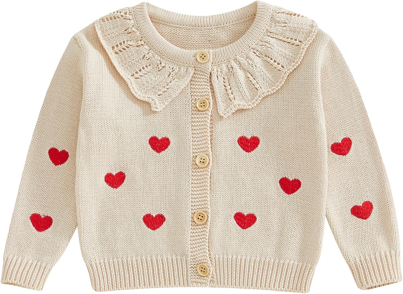 FOMOYUU Strickjacke für Kleinkinder und Neugeborene, Mädchen, langärmelig, Knopfleiste, Sweatshirt, Jacke, Herbst-Outfits