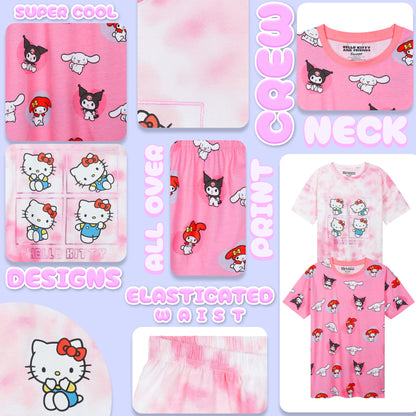 Get Trend Schlafanzug Mädchen Kurz 2er Pack Kawaii Pyjama Kinder Sanrio Kuromi Bequeme Schlafanzüge Teenager Mädchen Geschenk Idee