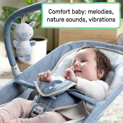 Ingenuity, Cuddle Lamb Babywippe Babyschaukel mit Schaukelfunktion und Vibrationen, Spielbogen mit 2 Plüsch Spielzeug, Musik, 4 Naturgeräuschen und Lautstärkeregler, ab Geburt bis 18 kg