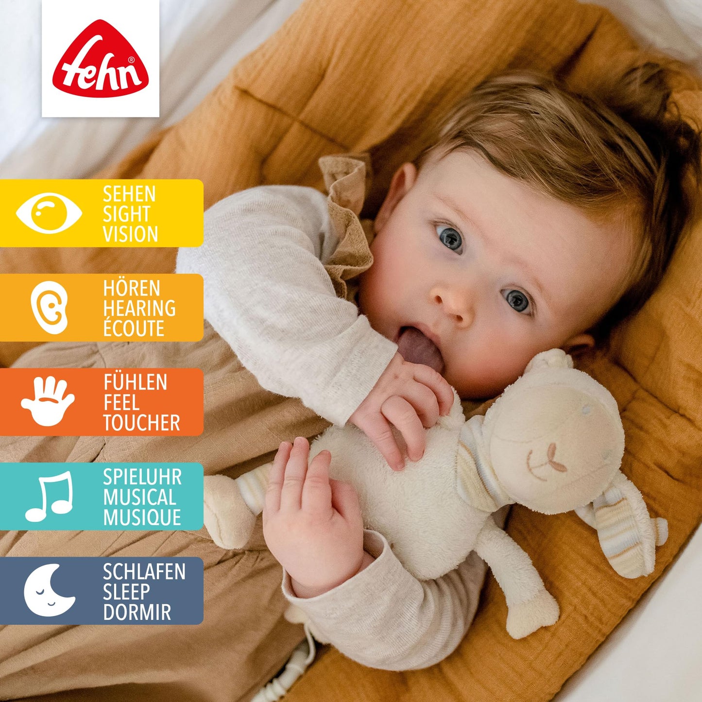 Fehn Mini-Spieluhr Otter – Kuscheltier & Einschlafhilfe: Aufzieh-Spieluhr mit sanfter Melodie Brahms Wiegenlied beruhigt in jeder Situation – für Babys und Kleinkinder ab 0+ Monaten